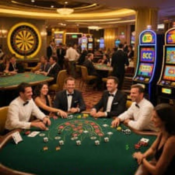 Tampilan layar live dealer dengan studio multi-kamera dan meja blackjack
